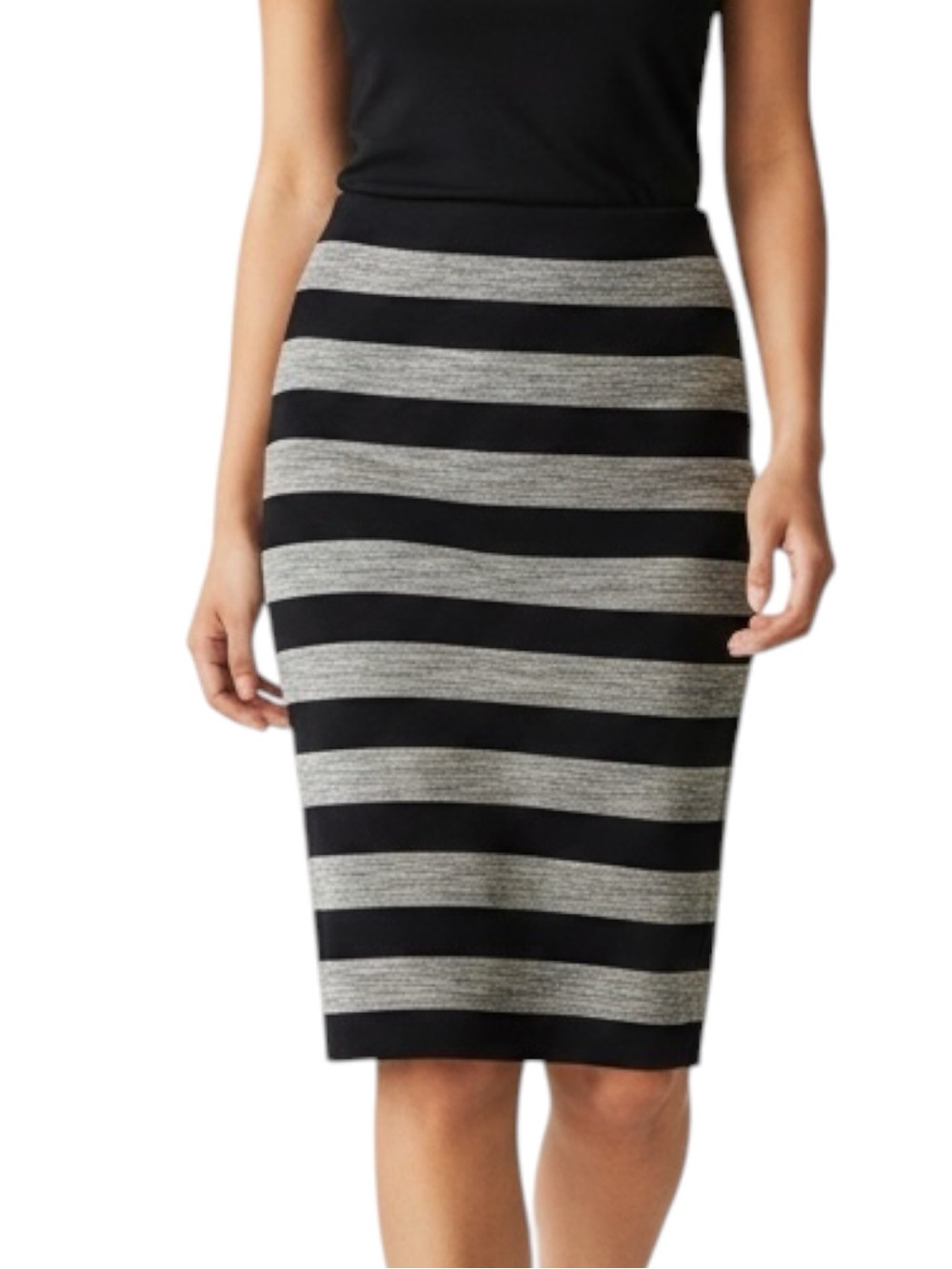 J Crew Classic Black Cream Stripe Academia Office  Pencil Skirt NWT Size 0